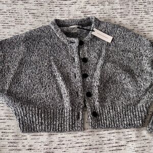 Black and white marl cropped cardigan